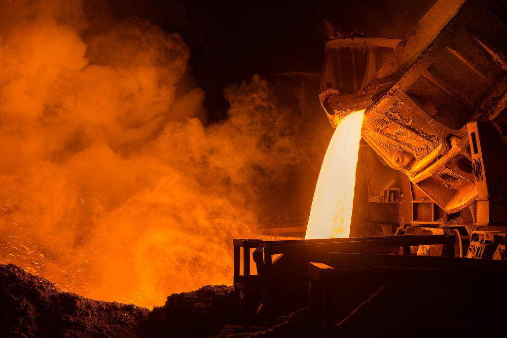 Metal casting at a factory